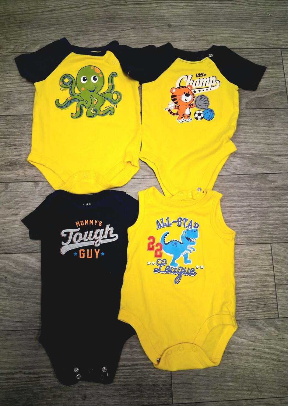 Garanimals & Child of Mine Baby Boys Short Sleeve Bodysuits Lot of 4 Size 3-6M